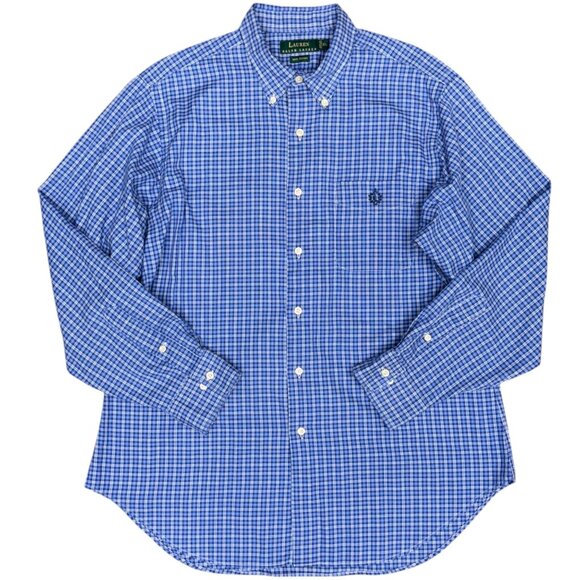 Men's LAUREN RALPH LAUREN 100% Cotton Blue Classic Fit Button Down | Size 16.5" - Picture 1 of 9